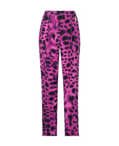 Roberto Cavalli Pattern Printed Straight Tube Trousers In Purple
