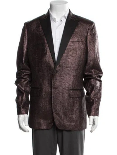 Pre-owned Roberto Cavalli Patterned Blazer W/ Tags In Burgundy/metallic