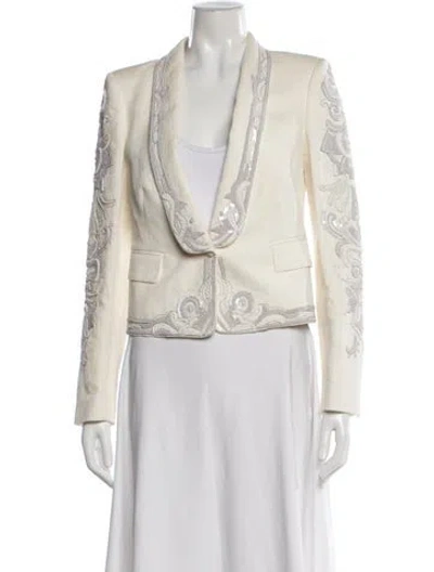 Pre-owned Roberto Cavalli Patterned Blazer In White
