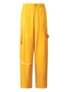 Roberto Cavalli Pants With All-over Mirror Snake Monogram In Yellow