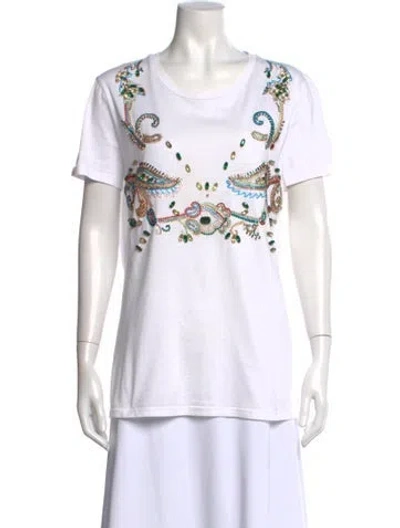 Pre-owned Roberto Cavalli Patterned Crew Neck T-shirt In White