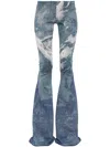 Roberto Cavalli Patterned-jacquard Glitter Flared Trousers In Blue