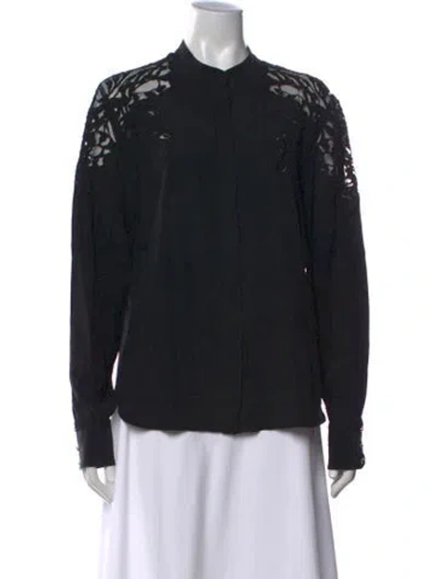Pre-owned Roberto Cavalli Patterned Long Sleeve Blouse In Black