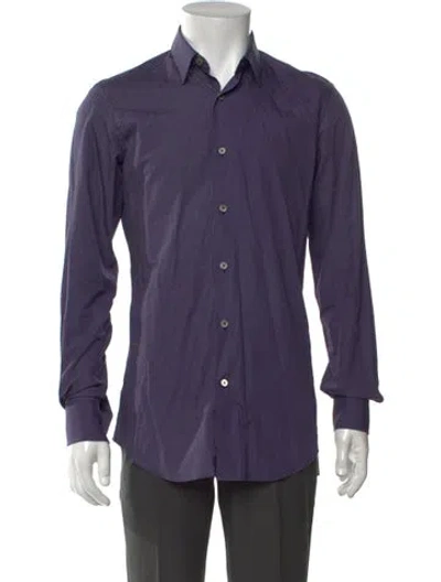 Pre-owned Roberto Cavalli Patterned Long Sleeve Dress Shirt In Purple