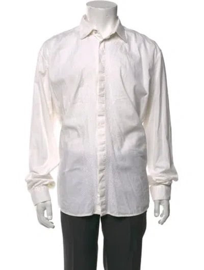 Pre-owned Roberto Cavalli Patterned Long Sleeve Dress Shirt In White