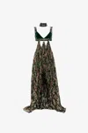 Roberto Cavalli Patterned Pleated Maxi Dress In Rosa/nero