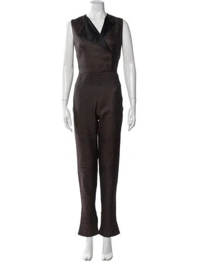 Pre-owned Roberto Cavalli Patterned V-neck Jumpsuit In Brown