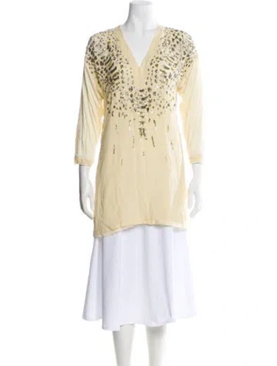 Pre-owned Roberto Cavalli Patterned V-neck Tunic In Neutral