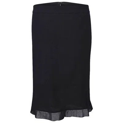 Pre-owned Roberto Cavalli Pencil Skirt Semi Sheer Pleated Ruffle Hem Black S