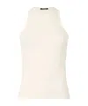 Roberto Cavalli Tank Top With Perforated Zebra Pattern In White