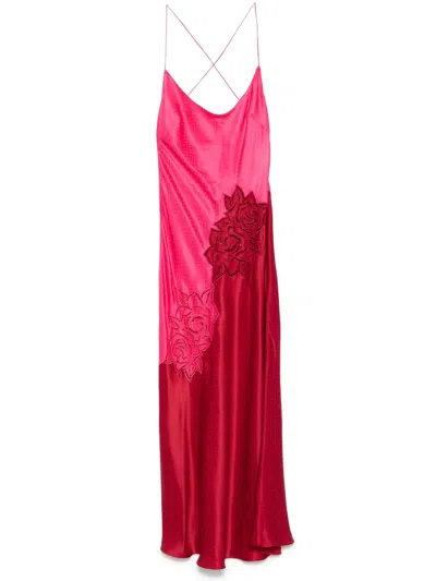 Roberto Cavalli Perforated-rose Maxi Dress In Red