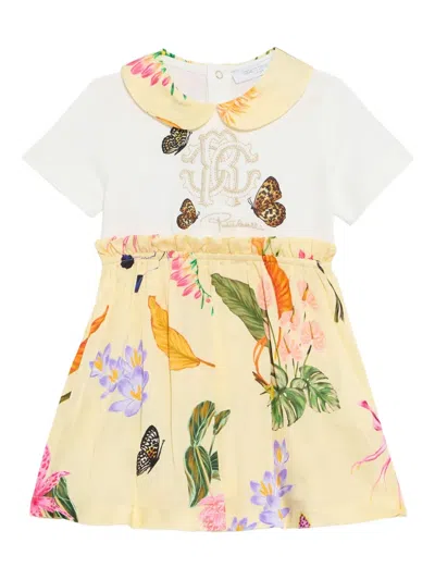 Roberto Cavalli Babies' Peter-pan Collar Dress In Yellow