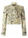 Roberto Cavalli Pheasant Floral Double-breasted Jacket In Neutral