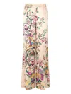 Roberto Cavalli Palazzo Pants With Oriental Bird Print In Multi