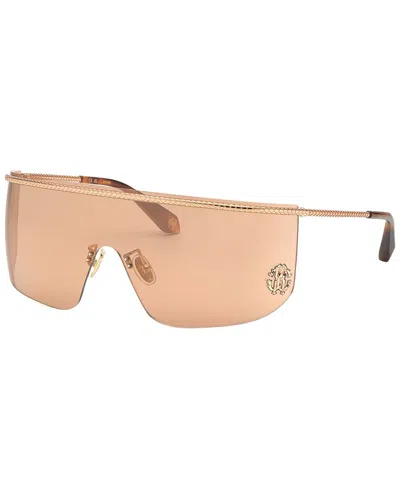 Roberto Cavalli Logo-plaque Oversize-frame Sunglasses In Gold