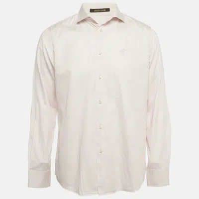 Roberto Cavalli Pink Cotton Long Sleeve Shirt Xl In Neutral