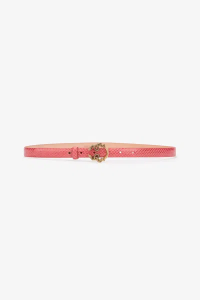 Roberto Cavalli Pink Leather Belt With Snake Buckle