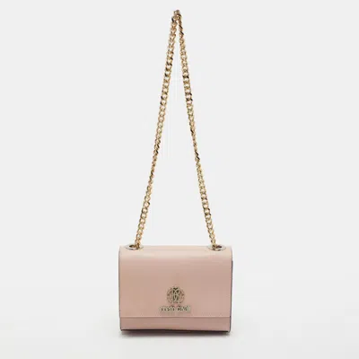 Pre-owned Roberto Cavalli Pink Leather Chain Flap Bag