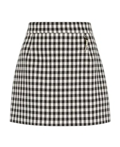 Roberto Cavalli Plaid High-rise Miniskirt In Black/white