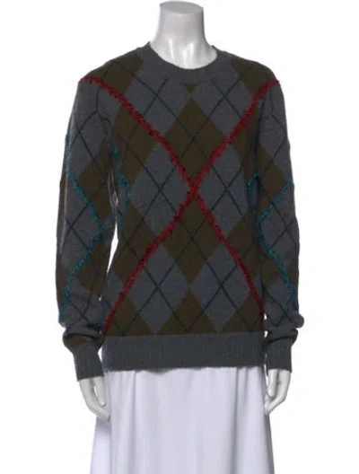 Pre-owned Roberto Cavalli Plaid Print Crew Neck Sweater In Green