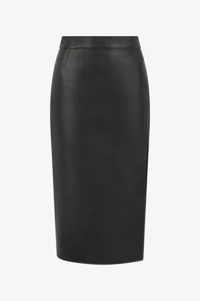 Roberto Cavalli Plain Midi Skirt In Black