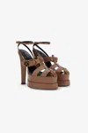 Roberto Cavalli Platform Sandal With Logo In Brown