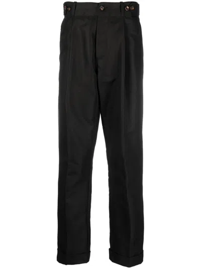 Roberto Cavalli Pleat-detail Straight-leg Trousers In Black