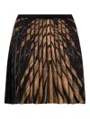 Roberto Cavalli Pleated Abstract-pattern Mini Skirt In Black