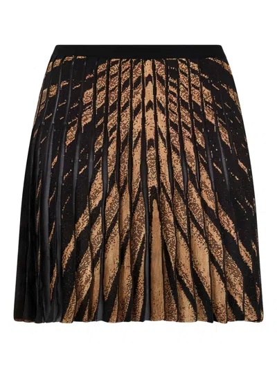 Roberto Cavalli Pleated Abstract-pattern Mini Skirt In Black
