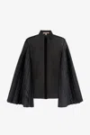 Roberto Cavalli Pleated Bell-sleeve Shirt In Black