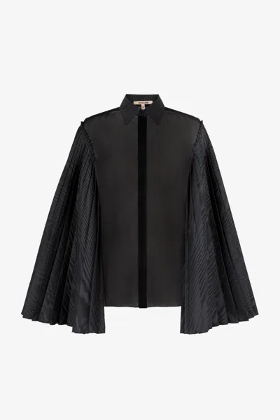 Roberto Cavalli Pleated Bell-sleeve Shirt In Black