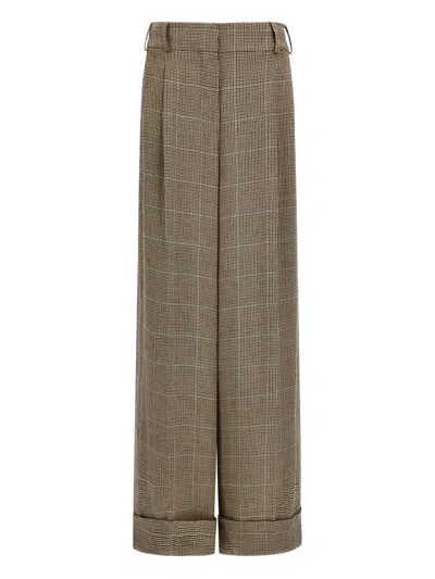 Roberto Cavalli Pleated Checked-pattern Trousers In Black