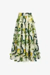 Roberto Cavalli Lemon-print Maxi Full Skirt In Ivory