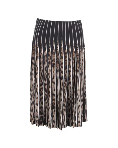 Roberto Cavalli Pleated Leopard Print Skirt In Animal Print Silk In Multi