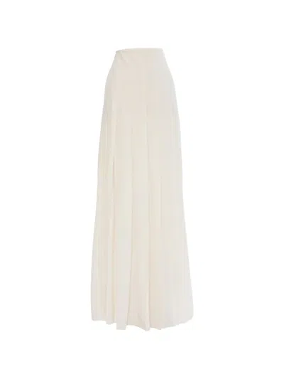 Pre-owned Roberto Cavalli Pleated Maxi Skirt In White