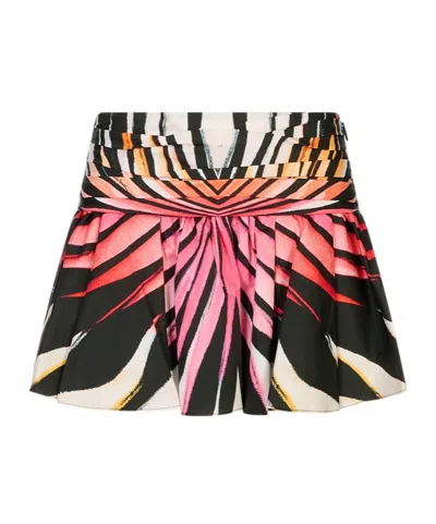 Roberto Cavalli Pleated Midi Skirt In Animal Print