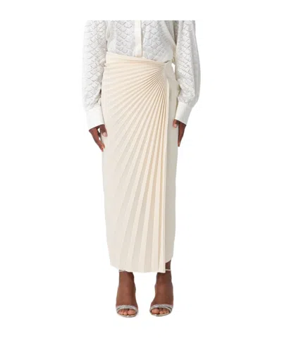 Roberto Cavalli Pleated Midi Skirt In Neutral