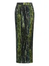 Roberto Cavalli Pleated Printed Midi Skirt In Green