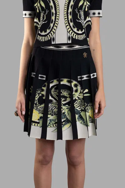 Roberto Cavalli Pleated Jacquard-knit Miniskirt In Black