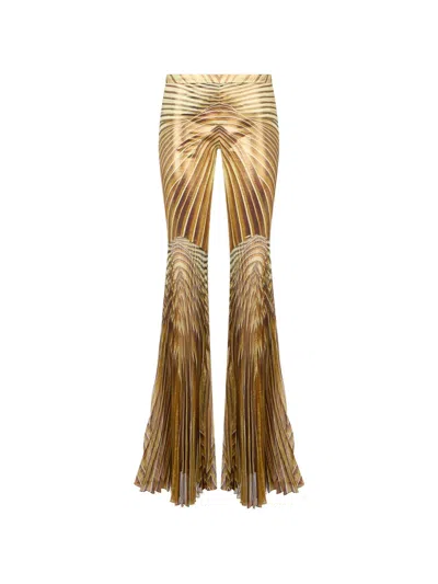 Roberto Cavalli Pleated Trousers In Gold