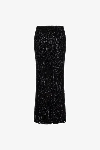 Roberto Cavalli Leaf-print Skirt In Black