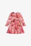 Roberto Cavalli Plumage Print Dress In Fuchsia