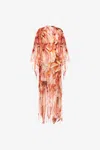 Roberto Cavalli Plumage Print Kaftan In Orange