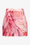 Roberto Cavalli Plumage Print Mini Skirt In Fuchsia