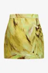 Roberto Cavalli Plumage Print Mini Skirt In Light Green