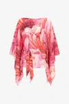 Roberto Cavalli Plumage-print Short Kaftan In Fuchsia