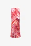 Roberto Cavalli Plumage Print Skirt In Fuchsia