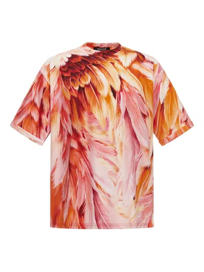 Roberto Cavalli Plumage-print T-shirt In Animal Print