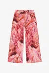 Roberto Cavalli Plumage-print Trousers In Fuchsia