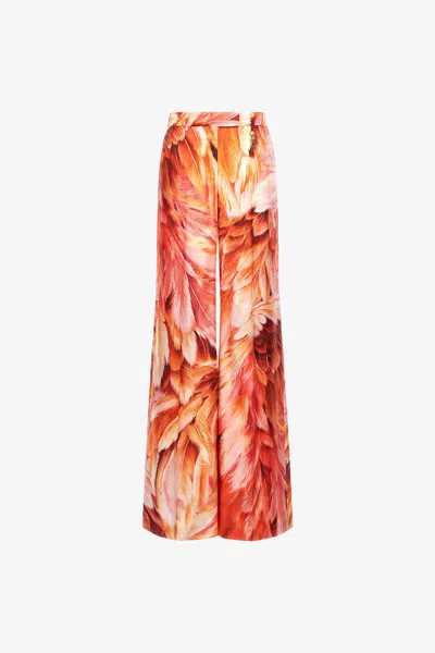 Roberto Cavalli Plumage Print Trousers In Orange